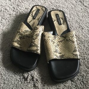 “Snakeskin” look sandals from Studio Works